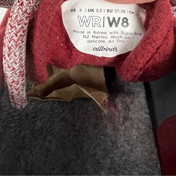 Allbirds Burgundy Red Merino Wool Runners Tuke Jo Shoes - Size 8 - Picture 9 of 10